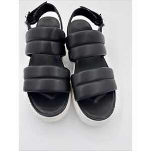 UGG Zayne Slingback Platform Sandal Black Leather  Size 9.5